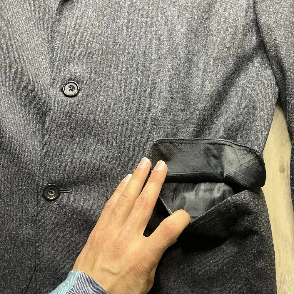 Christian Dior Monsieur Wool Flannel Sports Coat  2 Button Blazer Gray Mens 42R